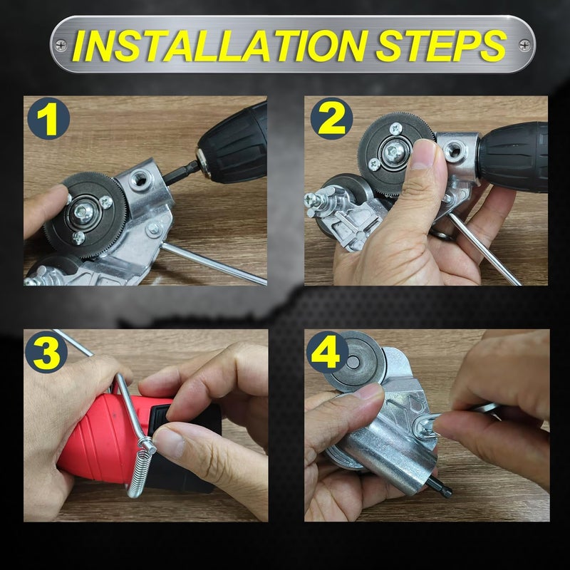 PETERONG Upgraded Electric Drill Plate Cutter - Efficiently shears flat sheet metal, Metal Cutting Attachment with Adapter - Cuts 20-30GA sizes of Iron, Steel, Tin, Aluminum, and cardboard up to 3MM - Image 5